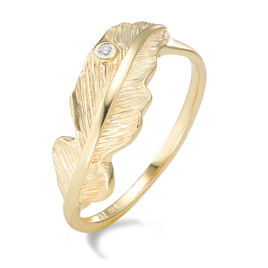 Fingerring 375/9 K Gelbgold Zirkonia Feder