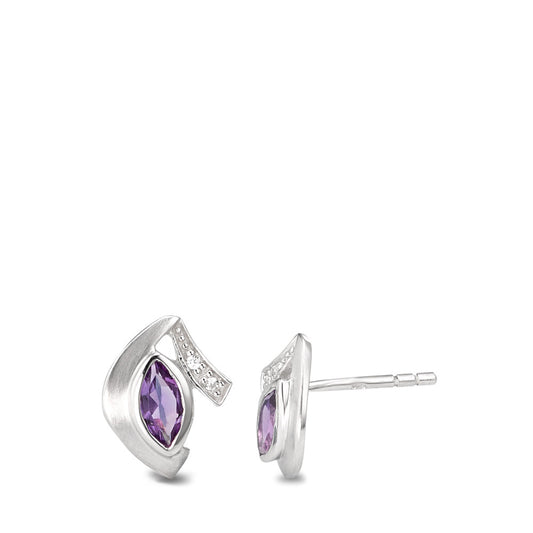 Ohrstecker 375/9 K Weissgold Amethyst Zirkonia Ø10 mm