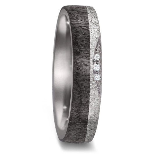 Partnerring 999 Tantal, Carbon Diamant 0.018 ct, 3 Steine, w-si