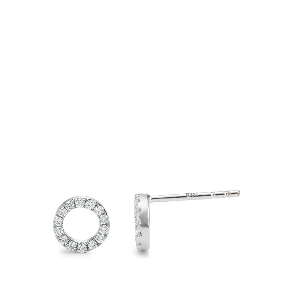 Ohrstecker 750/18 K Weissgold Diamant 0.12 ct, 28 Steine, w-si Ø6 mm