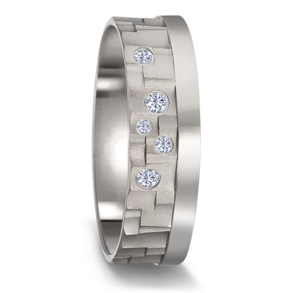 Partnerring Titan Diamant 0.09 ct, 5 Steine, w-si