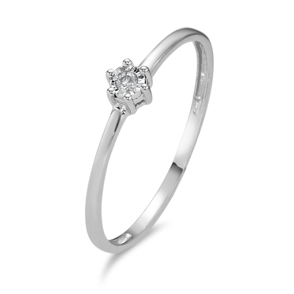 Solitär Ring 750/18 K Weissgold Diamant 0.02 ct, w-si