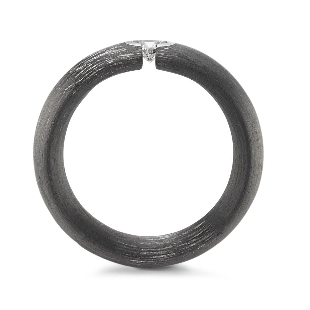 Fingerring 950 Platin, Carbon Diamant 0.20 ct, tw-si