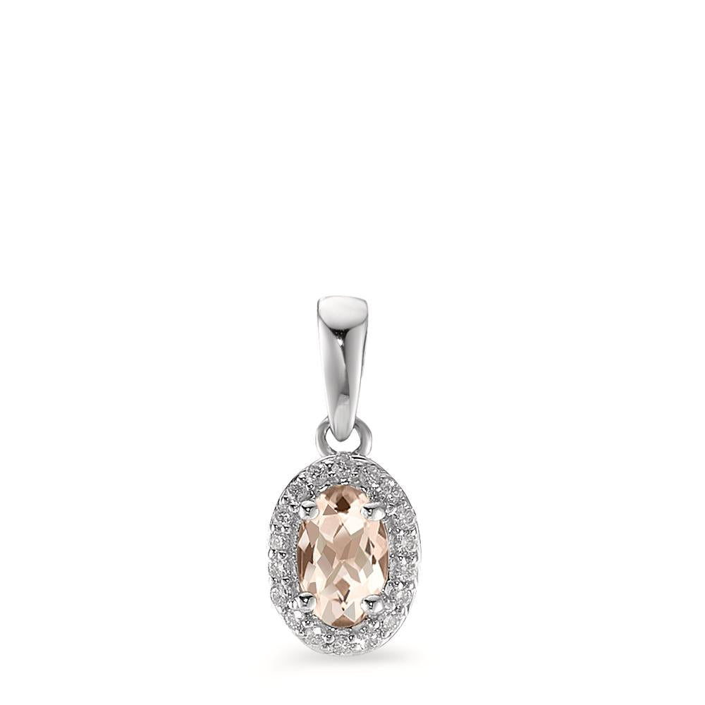 Anhänger 375/9 K Weissgold Morganit champagner, 0.36 ct, oval, Diamant weiss, 0.06 ct, 18 Steine, w-pi3