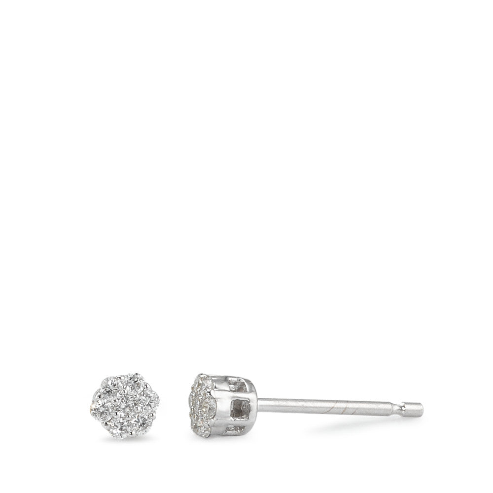 Ohrstecker 375/9 K Weissgold Diamant 0.15 ct, 14 Steine, w-pi3 Ø3.5 mm