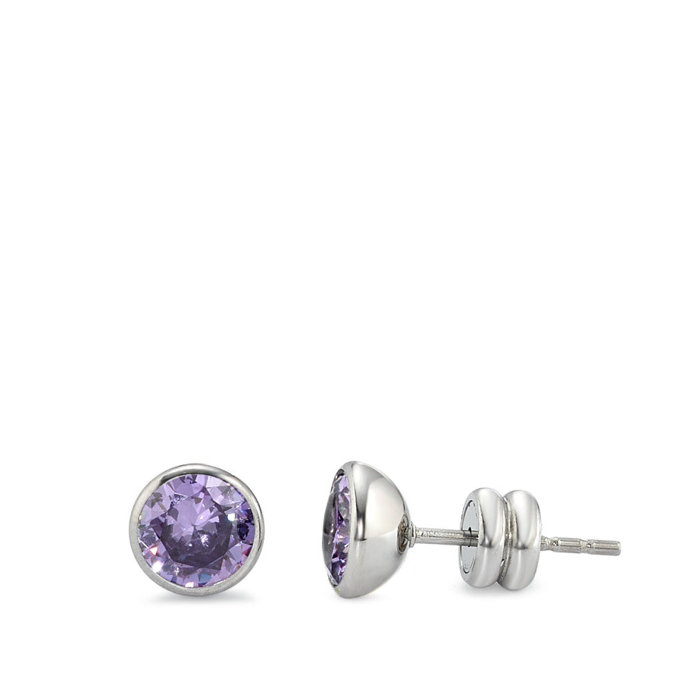 Ohrstecker Edelstahl Zirkonia violett, 2 Steine Ø6.5 mm