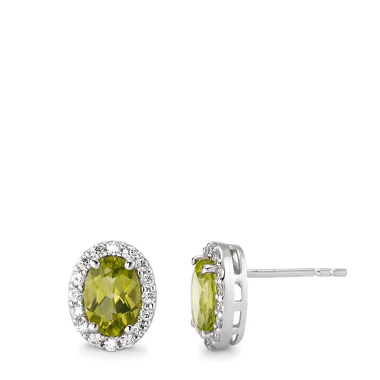 Ohrstecker 750/18 K Weissgold Peridot, Zirkonia weiss