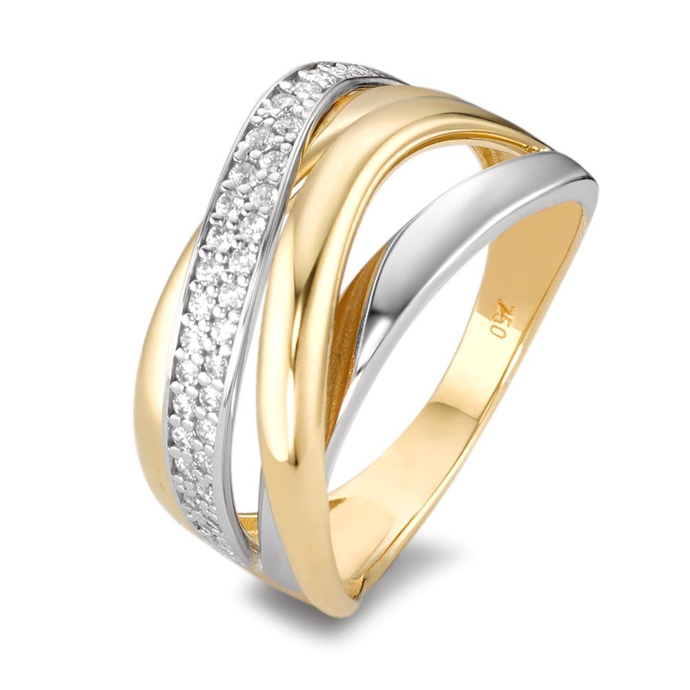 Fingerring 750/18 K Gelbgold, 750/18 K Weissgold Zirkonia