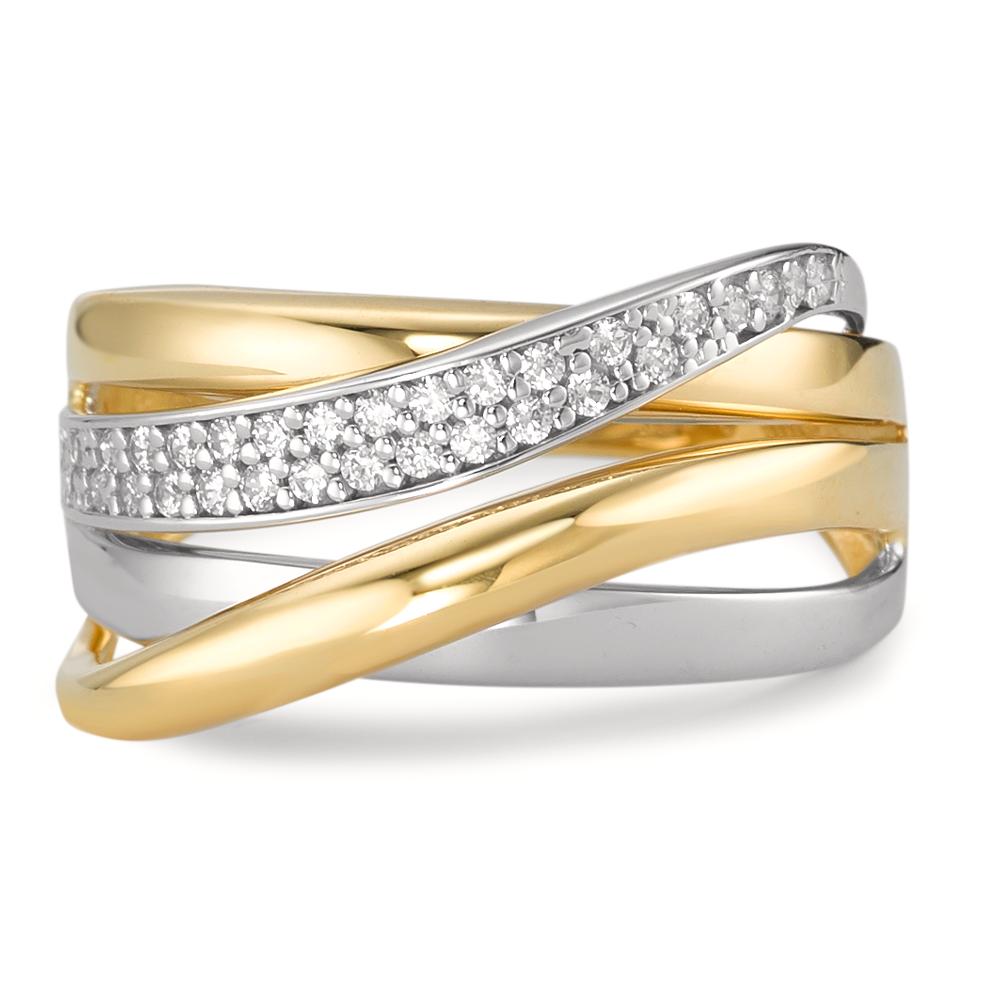 Fingerring 750/18 K Gelbgold, 750/18 K Weissgold Zirkonia