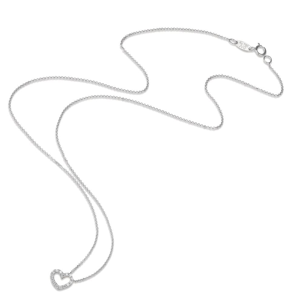 Collier 750/18 K Weissgold Zirkonia Herz 42 cm