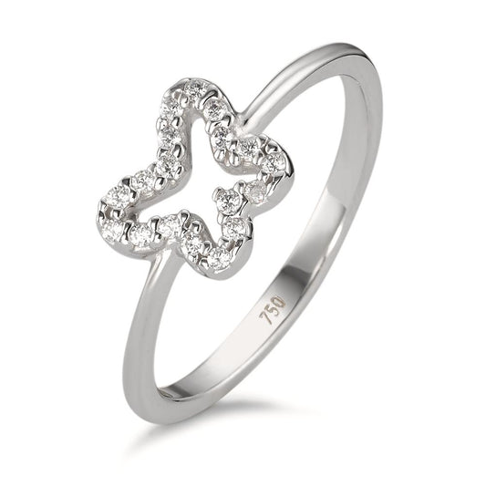 Fingerring 750/18 K Weissgold Zirkonia Schmetterling