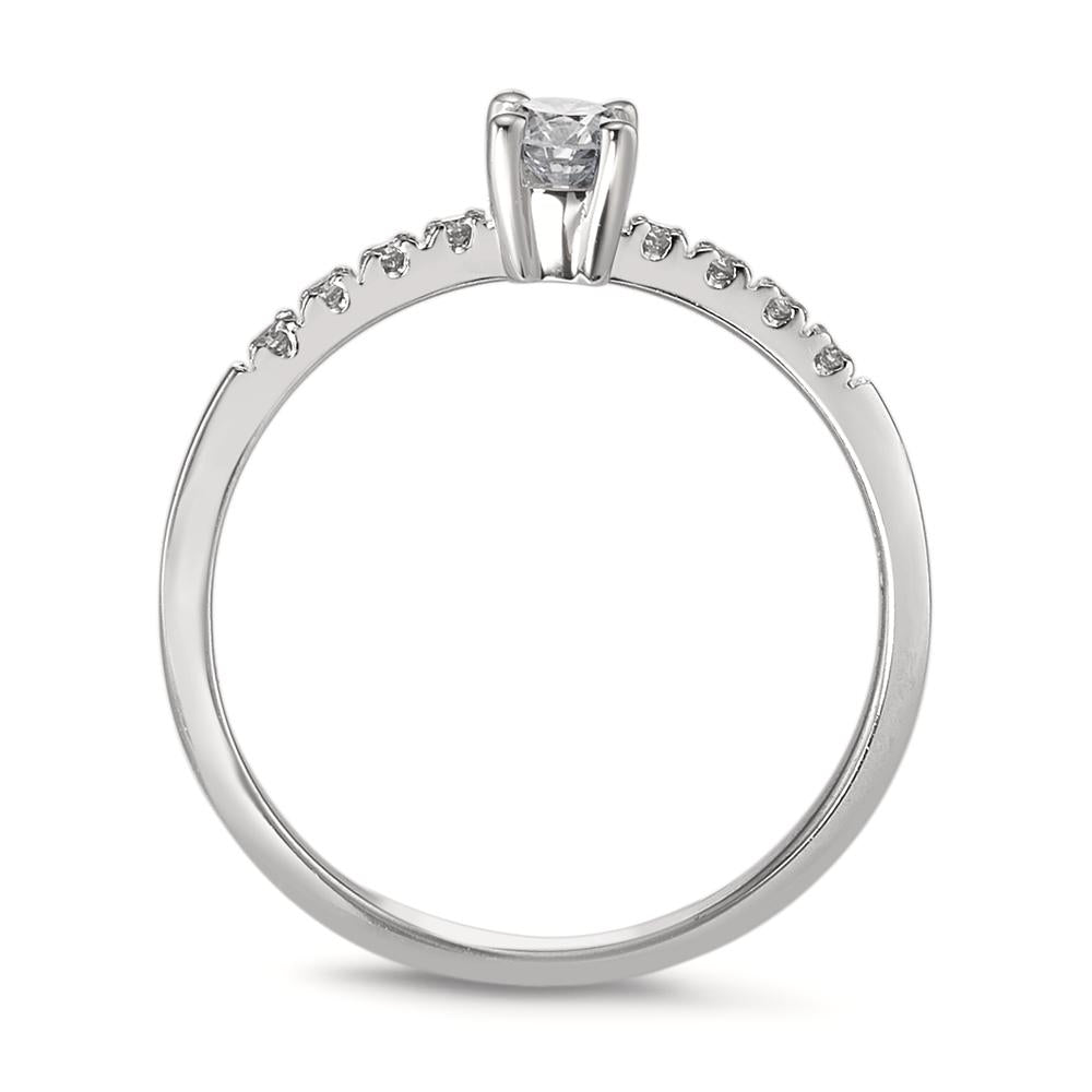 Solitär Ring 750/18 K Weissgold Diamant weiss, 0.04 ct, 8 Steine, Brillantschliff, w-si, Diamant weiss, 0.15 ct, Brillantschliff, w-si