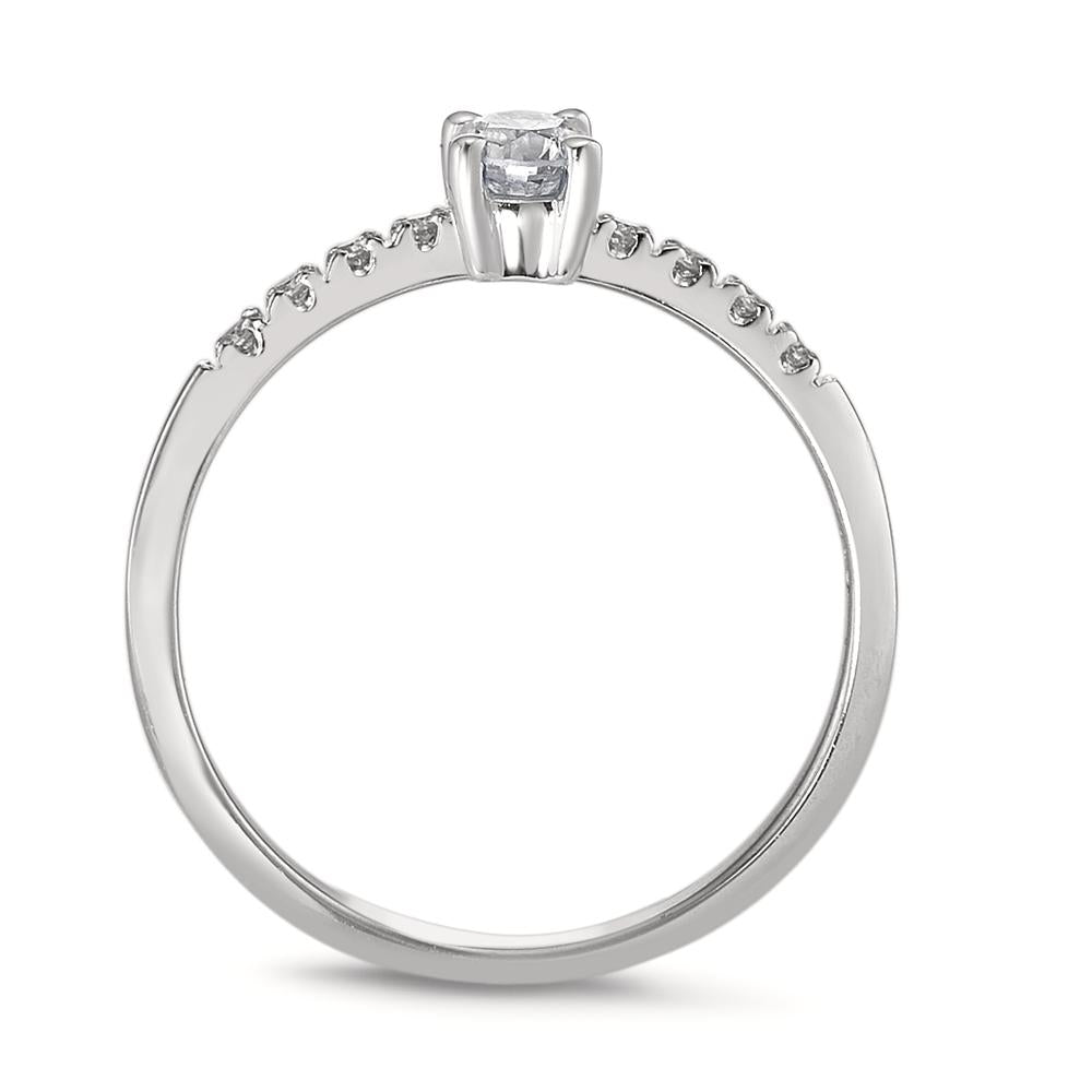 Solitär Ring 750/18 K Weissgold Diamant weiss, 0.04 ct, 8 Steine, Brillantschliff, w-si, Diamant weiss, 0.20 ct, Brillantschliff, w-si