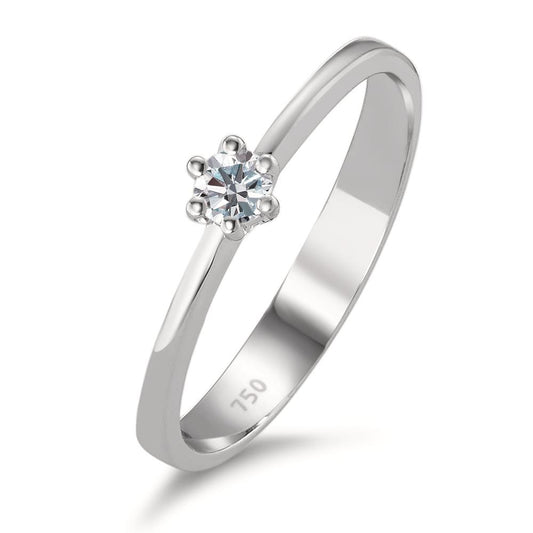 Solitär Ring 750/18 K Weissgold Diamant 0.10 ct, w-si