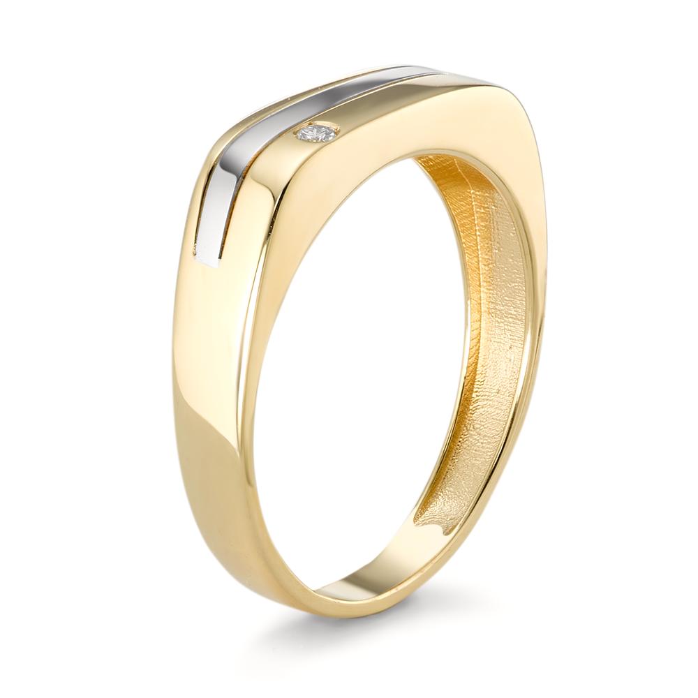 Fingerring 750/18 K Gelbgold, 750/18 K Weissgold Diamant 0.02 ct, w-si