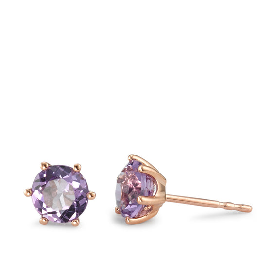 Ohrstecker 750/18 K Rotgold Amethyst 2 Steine Ø6 mm