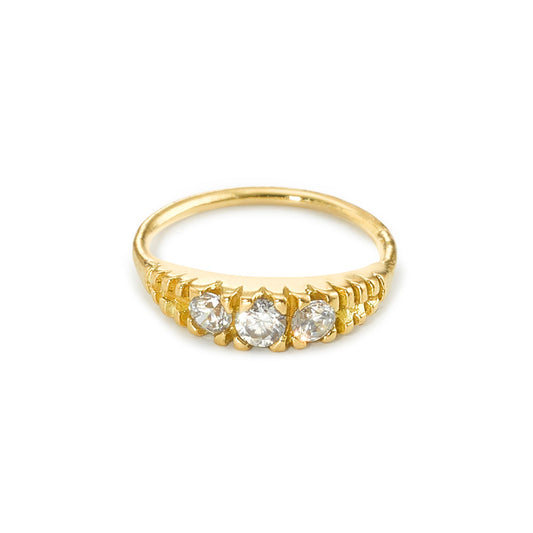 Nasencreole 750/18 K Gelbgold Zirkonia 3 Steine