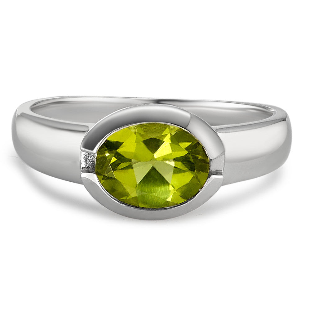 Fingerring 375/9 K Weissgold Peridot