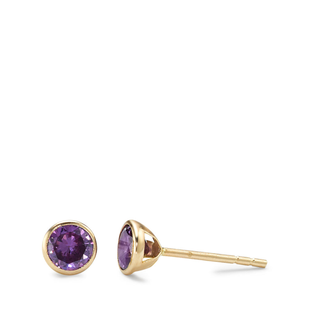 Ohrstecker 585/14 K Gelbgold Zirkonia violett, 2 Steine Ø4.3 mm