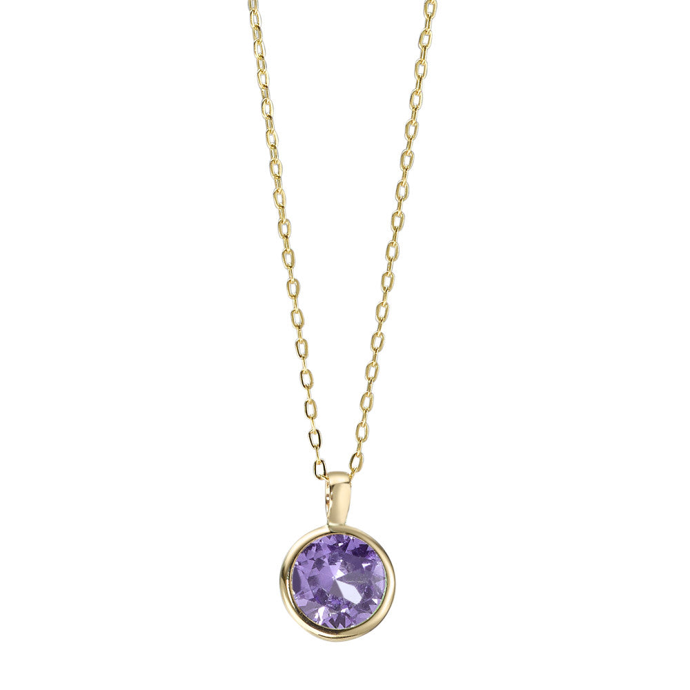 Collier 585/14 K Gelbgold Zirkonia violett verstellbar