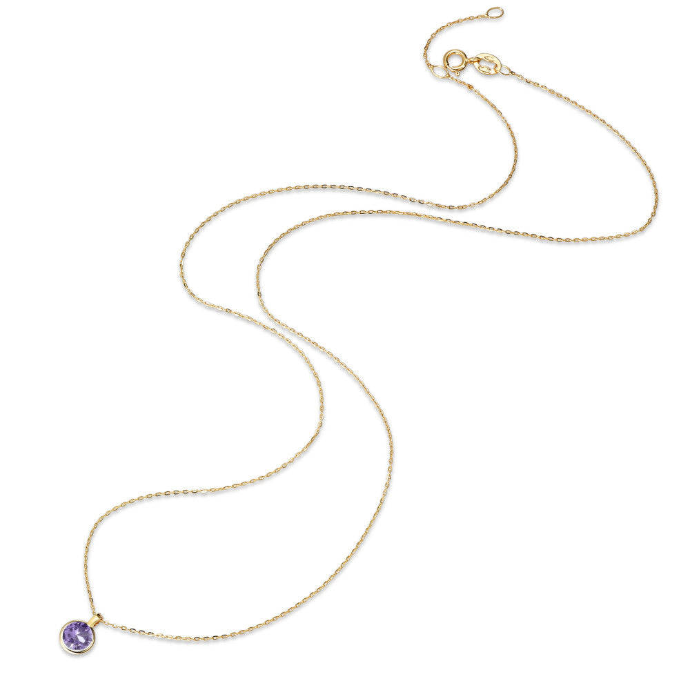 Collier 585/14 K Gelbgold Zirkonia violett verstellbar