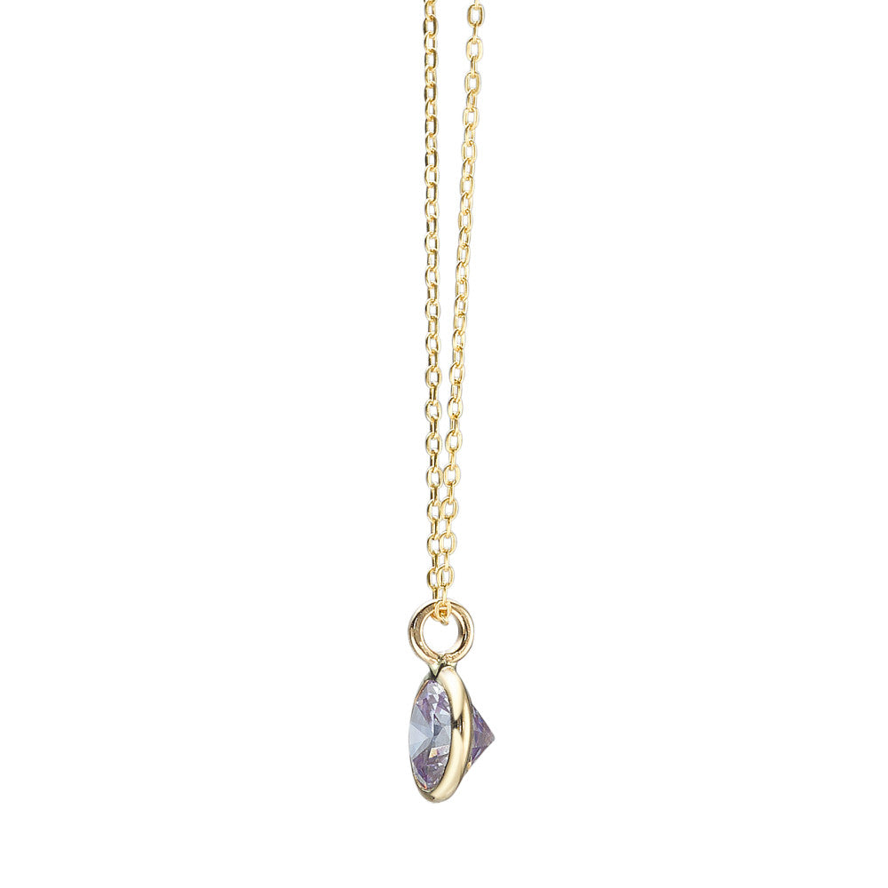 Collier 585/14 K Gelbgold Zirkonia lila 40-42 cm verstellbar