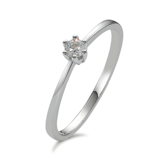 Solitär Ring 585/14 K Weissgold Diamant 0.10 ct, w-si