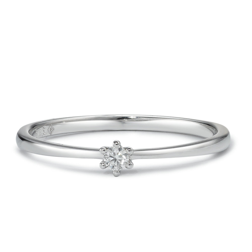 Solitär Ring 585/14 K Weissgold Diamant 0.05 ct, w-si