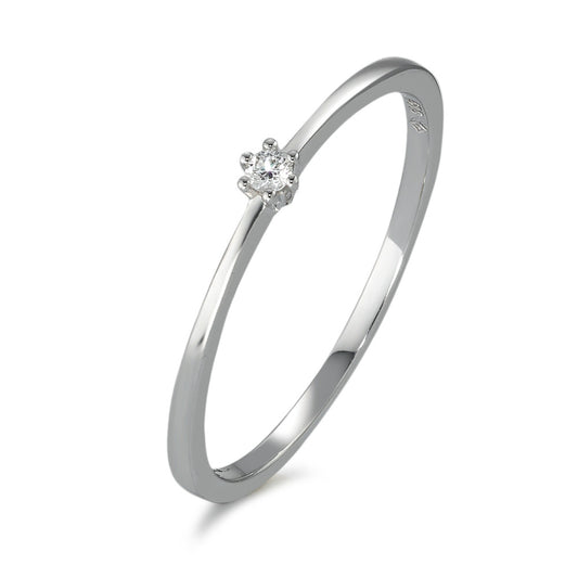 Solitär Ring 585/14 K Weissgold Diamant 0.03 ct, w-si