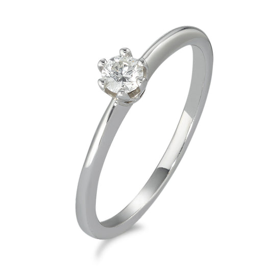 Solitär Ring 585/14 K Weissgold Diamant 0.15 ct, w-si