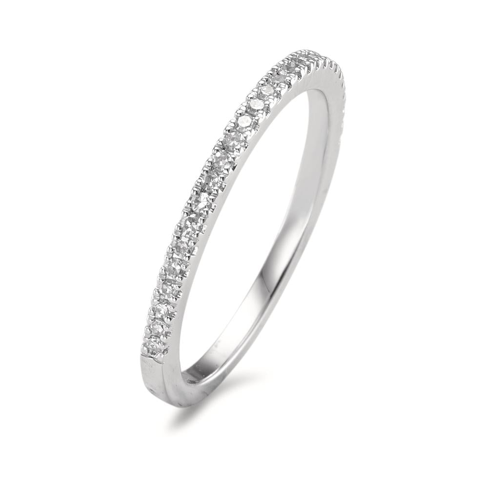 Fingerring 585/14 K Weissgold Diamant 0.13 ct, 26 Steine, w-si