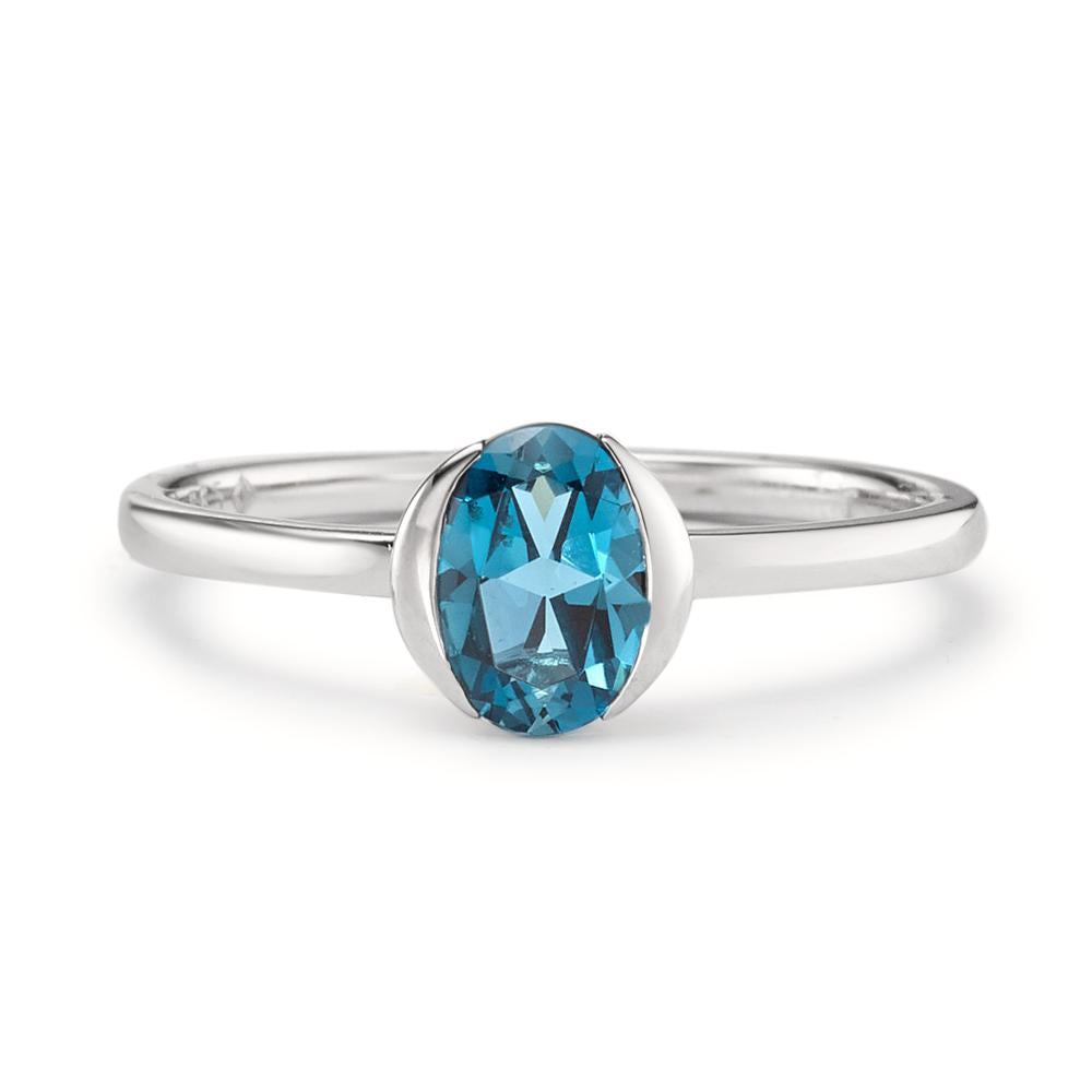 Solitär Ring 585/14 K Weissgold London Blue Topas