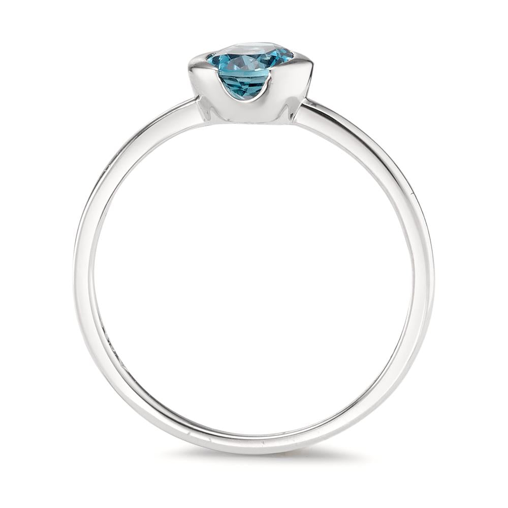 Solitär Ring 585/14 K Weissgold London Blue Topas