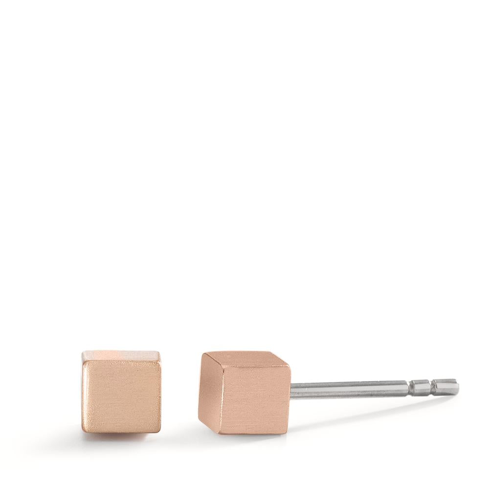 Ohrstecker Cube aus Aluminium in Light Rosé mit Edelstahlstift, 4x4mm