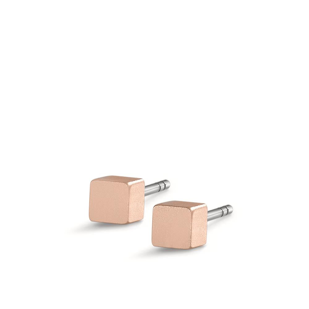 Ohrstecker Cube aus Aluminium in Light Rosé mit Edelstahlstift, 4x4mm