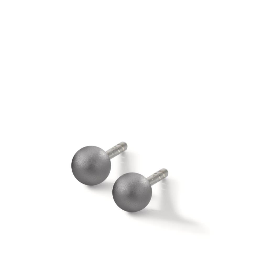 Ohrstecker Globe Ø4mm aus Aluminium in Moonstone Grey, Stift und Verschluss aus Edelstahl