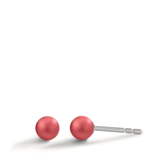 Ohrstecker Globe Ø4mm aus Aluminium in Ruby Red, Stift und Verschluss aus Edelstahl