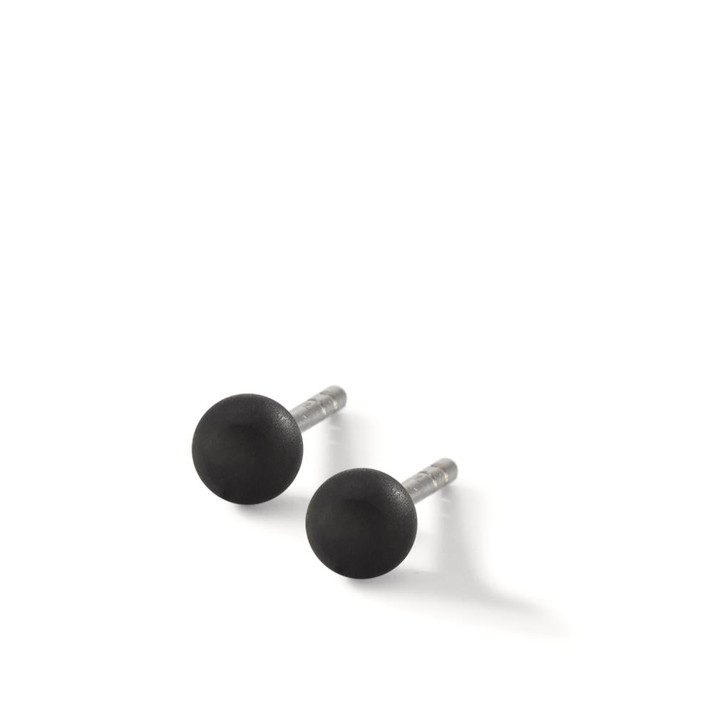 Ohrstecker Globe Ø4mm aus Carbon und Edelstahl, Stift und Verschluss aus Edelstahl