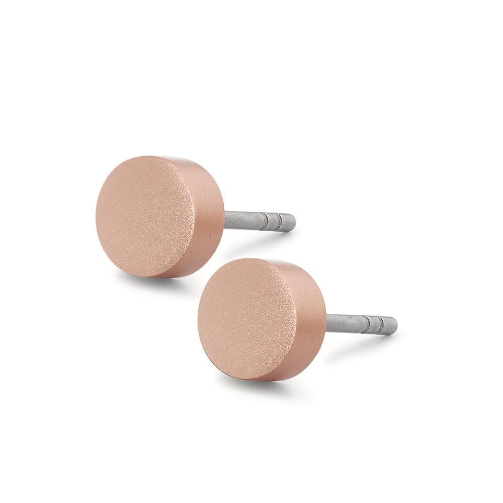 Ohrstecker Disc Ø6mm aus Aluminium in Light Rosé, Stift und Verschluss aus Edelstahl