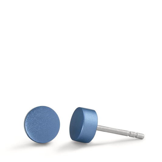 Ohrstecker Disc Ø6mm aus Aluminium in Lapis Blue, Stift und Verschluss aus Edelstahl