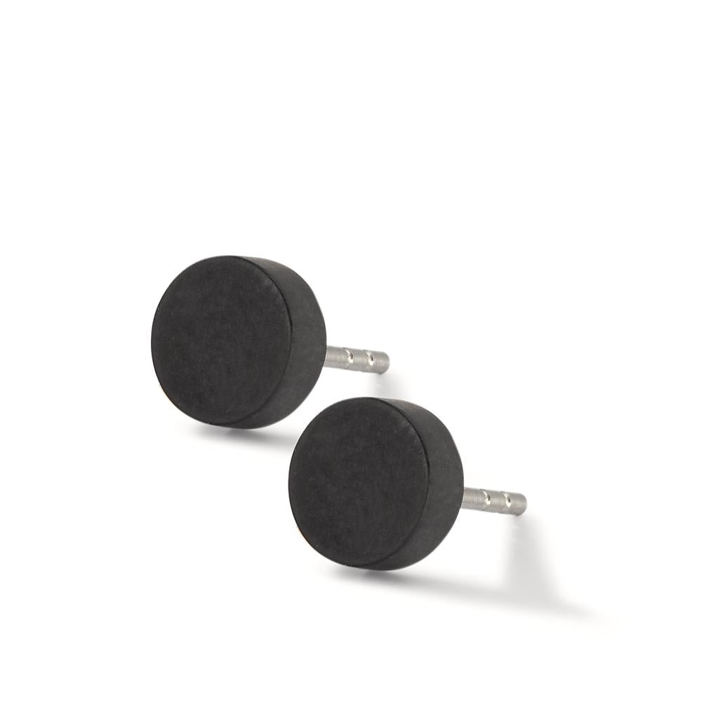 Ohrstecker Disc Ø7mm aus Carbon und Edelstahl, Stift und Verschluss aus Edelstahl