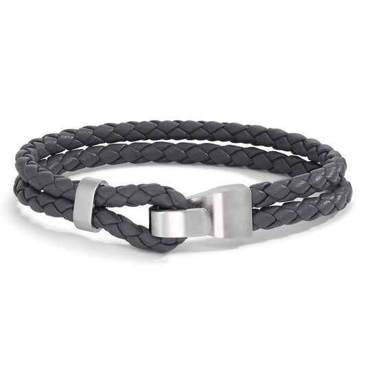 Lederarmband Vadino Shadow Grey mit Edelstahl-Knebelverschluss