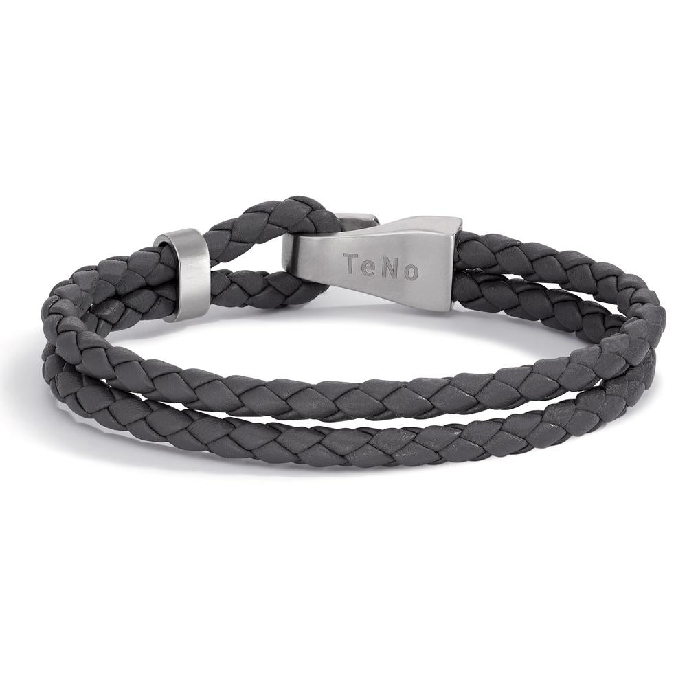 Lederarmband Vadino Shadow Grey mit Edelstahl-Knebelverschluss