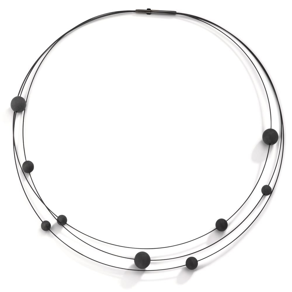 Spiralcollier Nera aus geschwärztem Edelstahl mit Carbon