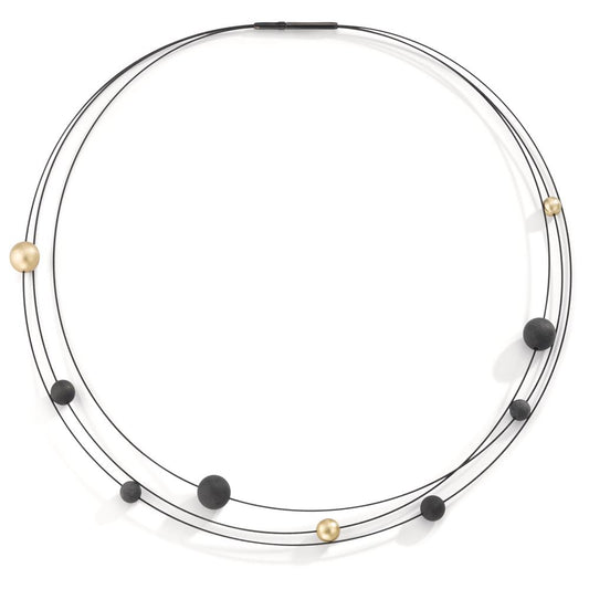 Spiralcollier, geschwärzter Edelstahl mit Carbon und Aluminium in Light Gold