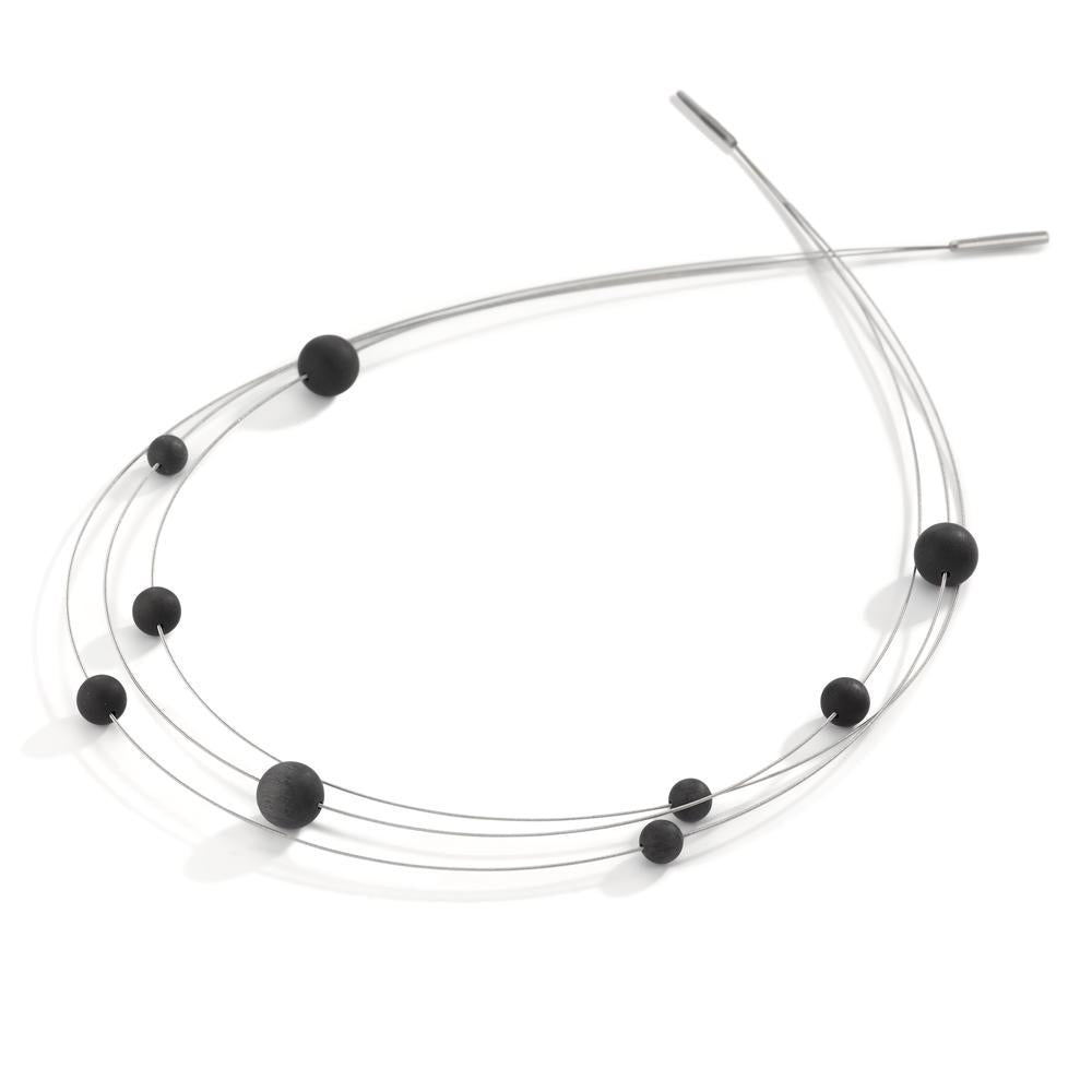 Spiralcollier Orbit aus Edelstahl mit Carbon Pearls