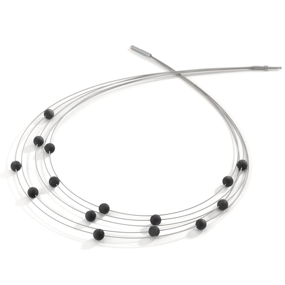 Spiralcollier Orbit aus Edelstahl mit Carbon Pearls