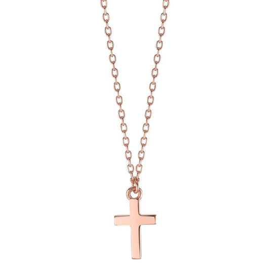 Collier Silber rosé vergoldet Kreuz verstellbar