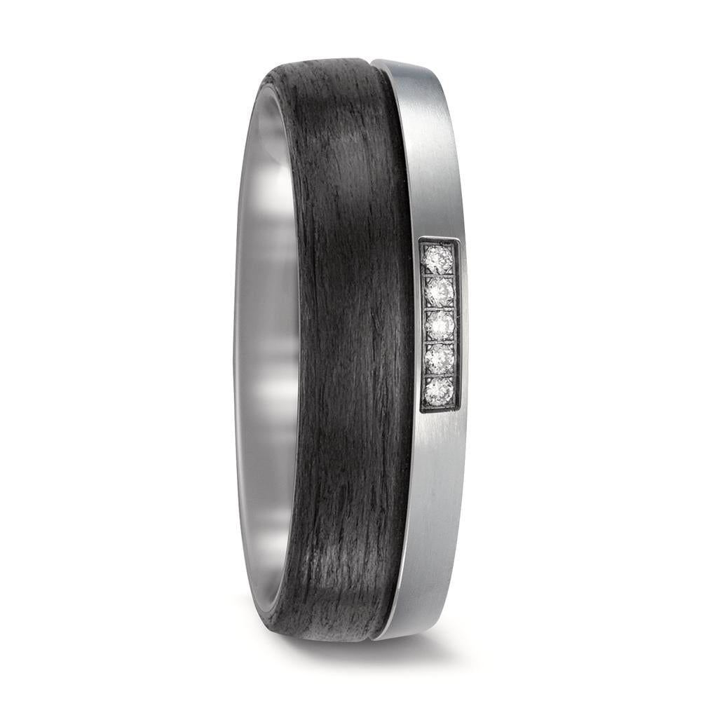 Partnerring Titan, Carbon Diamant 0.05 ct, 5 Steine, w-si