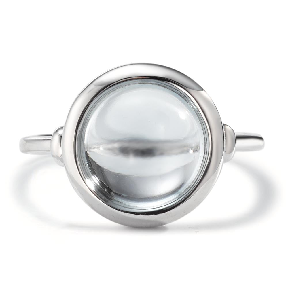 Fingerring Silber Quarz aqua rhodiniert Ø13 mm